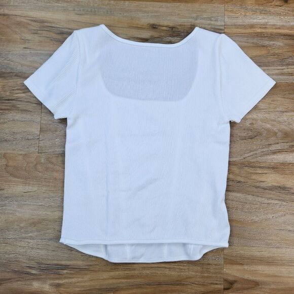 🔹️NWT White Corset Seamless Short Sleeve Top Large - Picture 5 of 9